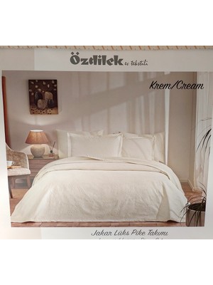 Özdilek Rf -Krem- Jakar Lux Km (Z) Çift Kişilik Pike Takımı (4 Yastık Kılıflı)