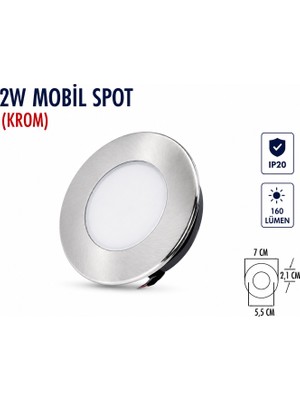 Lampist 2W Mobil Krom Spot Lamba 3000K