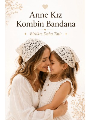 Anne Kız Kombin Bandana El Örgüsü Saç Bandı Bohem Stil Ayarlanabilir 2li Set