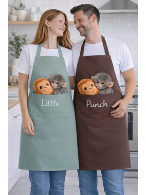 Ays Home Punch Maymun ve Orangutan Baskılı Mutfak Önlüğü Seti