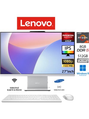 Lenovo ıdeacentre 27ARR9 Aıo Ryzen7 7735HS 8gb 512GB SSD Bulut Gri W11PRO 27" Fhd All In One Bilgisayar Duddı
