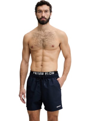 Calvin Klein Erkek Mavi Orta Boy Bağcıklı Deniz Şortu LV00N61015