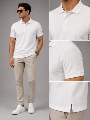 Raymons Rym T6102 Polo Yaka Örme Tişört/beyaz/2xl