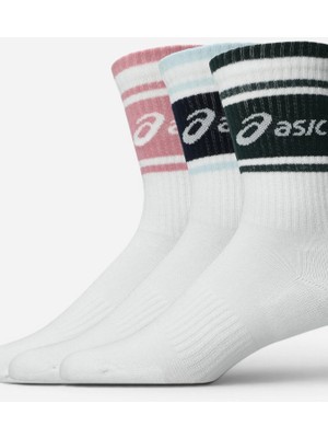 3 Pack Asics Logo Crew Sock Unisex Yeşil Koşu Çorabı 3033C295-301