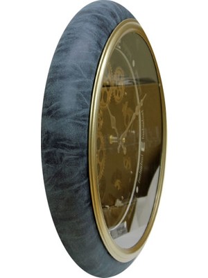 Yakalabazar Crown Well Hareketli Çarklı Duvar Saati - 40 cm Metal Retro Sessiz Akar Mekanizma Siyah