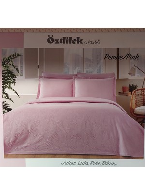 Özdilek Rf -Pembe- Jakar Lux Km (Z) Çift Kişilik Pike Takımı (4 Yastık Kılıflı)