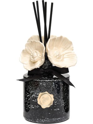 Missi Marble Bloom Serisi- Parlak Sırlı Seramik Çiçekli Black Vanilya Oda Kokusu