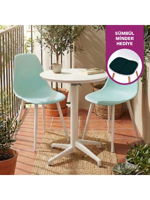 Vilinze Tilia Plastik Bahçe Balkon Bistro Seti Katlanır Masa 60*60 cm