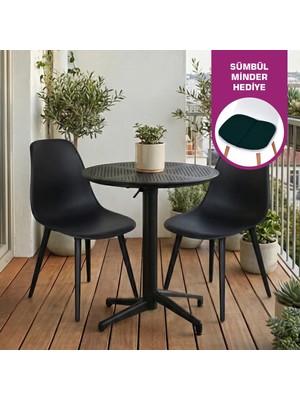 Vilinze Tilia Plastik Bahçe Balkon Bistro Seti Katlanır Masa 60*60 cm