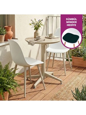 Vilinze Tilia Plastik Bahçe Balkon Bistro Seti Katlanır Masa 60*60 cm