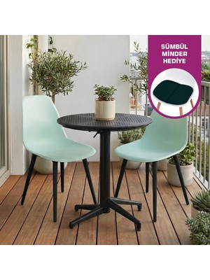 Vilinze Tilia Plastik Bahçe Balkon Bistro Seti Katlanır Masa 60*60 cm