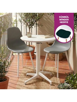 Vilinze Tilia Plastik Bahçe Balkon Bistro Seti Katlanır Masa 60*60 cm