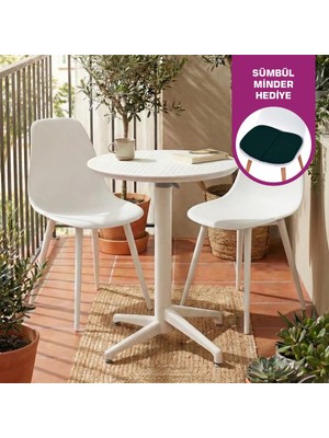 Vilinze Tilia Plastik Bahçe Balkon Bistro Seti Katlanır Masa 60*60 cm