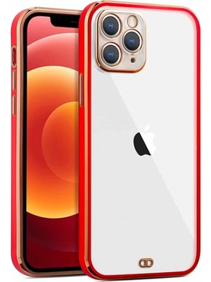 Marsilyan Iphone 11 Pro 5.8inç Gold Çerçeve Kamera Korumalı Silikon Bumper Kılıf