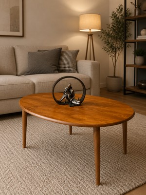 Senka Wood Doğal Masif Ahşap Modern Iskandinav Asimetrik Orta Sehpa