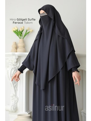 Asilnur Hira Gölgeli Sufle Ferace Takım Füme