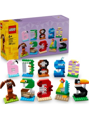 LEGO® Doğum Günü Rakamları 40807 – 6 Yaş ve Üzeri Çocuklar için Hayvanlı Masa ve Süs İçeren Eğitici Oyuncak Yapım Seti (281 Parça)