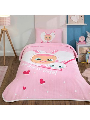 Taç Lisanslı Cry Babies Cute Pamuk Tek Kişilik Pike Takımı