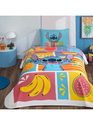 Taç Lisanslı Disney Lilo&stitch Fruit Pamuk Tek Kişilik Pike Takımı