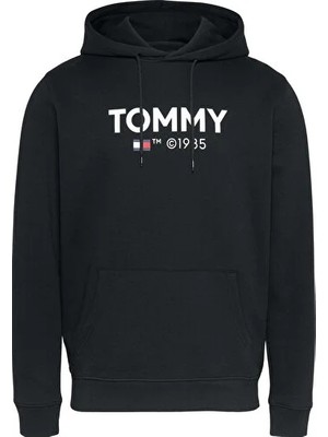 Tommy Hilfiger Erkek Siyah Kapüşonlu Sweatshirt