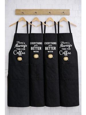 Ays Home 4 Adet Siyah Cepli Cafe Barista Mutfak Şef Önlüğü