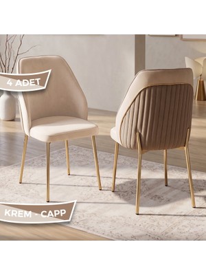 Canisa Nersa Serisi 1.sınıf Babyface Kumaş 4 Adet Sandalye Gold Kaplama Ayak