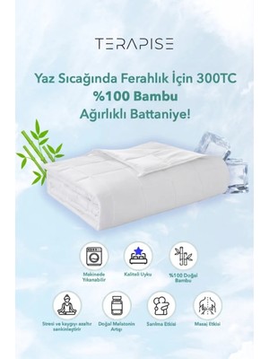 Terapise % 100 Bambu Ağırlıklı Yorgan / Battaniye, 7 Kg Tek Kişilik, 300 TC, Beyaz, 155x215 cm