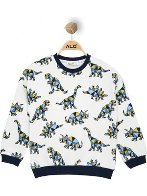 Alg ERKEK ÇOCUK RENKLİ DINOSAUR BASKILI SWEATSHIRT
