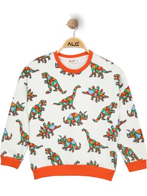 Alg ERKEK ÇOCUK RENKLİ DINOSAUR BASKILI SWEATSHIRT