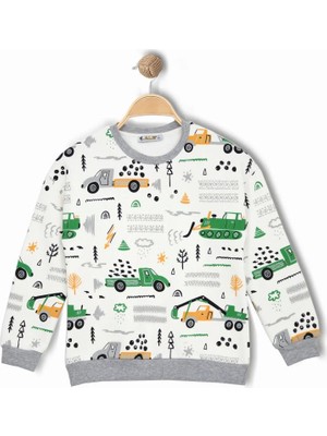 Alg ERKEK ÇOCUK ARABA VE İŞ MAKİNELERİ DESENLİ SWEATSHIRT