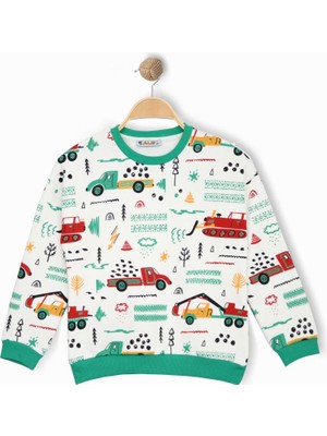 Alg ERKEK ÇOCUK ARABA VE İŞ MAKİNELERİ DESENLİ SWEATSHIRT