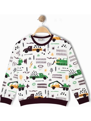 Alg ERKEK ÇOCUK ARABA VE İŞ MAKİNELERİ DESENLİ SWEATSHIRT