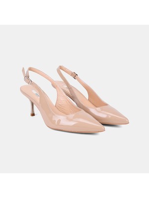 Desa Kadın Ten Slingback Sivri Burunlu Rugan Deri Stiletto