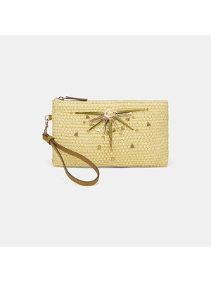 Desa Kadın Sarı Güneş Motifli Hasır Clutch