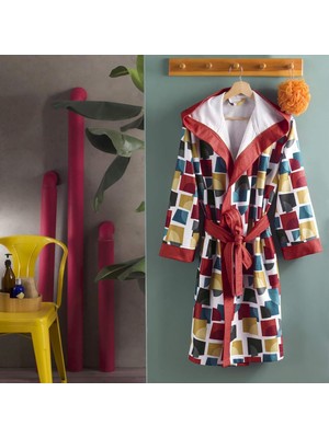 Taç Leon Geometrik Desenli Pamuk Viskon Polyester Bornoz