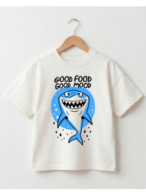 Babytex Good Food Good Mood Baskılı Çocuk Oversize Tişört Pamuklu Unisex Tişört