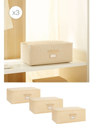 Empressco Ocean Home Textile 3 Adet Orta Boy Bej Balıksırtı Baza Altı Kazak Pike Battaniye Hurcu 52X28X21 - Fiyatı, Yorumları