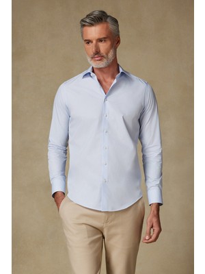 Bb Club Oscar Poplin Pamuk Polyester Slim Fit Açık Mavi Klasik Yaka Erkek Düz Gömlek