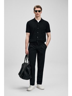 Lufian Nalon Smart Erkek Chino Pantolon Slim Fit Siyah