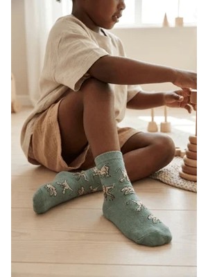 Bony Socks Dino Desenli Erkek Çocuk Soket Çorap Yeşil