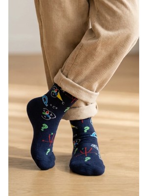 Bony Socks Desenli Lacivert Çocuk Soket Çorap