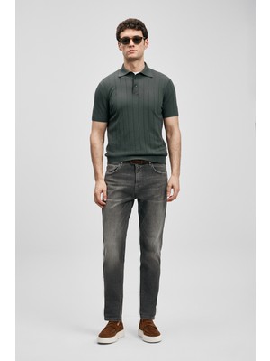 Lufian Quel Smart Jean Erkek Pantolon Slim Fit Gri