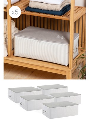 Empressco Ocean Home Textile 5 Adet Orta Boy Gri Çizgili Stuff & Things Baza Altı Kazak Pike Battaniye Hurcu 52X28X21 - Fiyatı, Yorumları