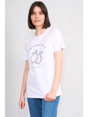 C.k Y26 8792 Fithit Byn B.yk Regular Baskılı T-Shirt Beyaz