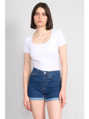 C.k Y26 8038 Pachie Byn U Yaka Basic T-Shirt Beyaz
