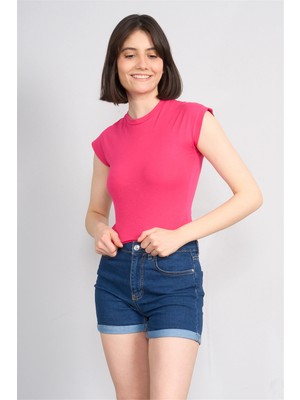C.k Y26 3266 Fithit Byn B.yk 30/1 Penye Crop T-Shirt Fusya