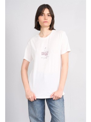 C.k Y26 8947 Fithit Byn B.yk Regular Nakışlı T-Shirt Krem