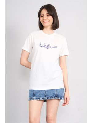 C.k Y26 8954 Fithit Byn B.yk Regular Nakışlı T-Shirt Krem