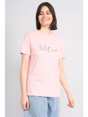 C.k Y26 8954 Fithit Byn B.yk Regular Nakışlı T-Shirt Pudra
