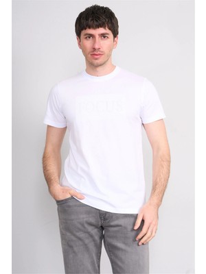 Çetinkaya Mentality 4517 Bisiklet Yaka Regular Modelli T-Shirt Beyaz